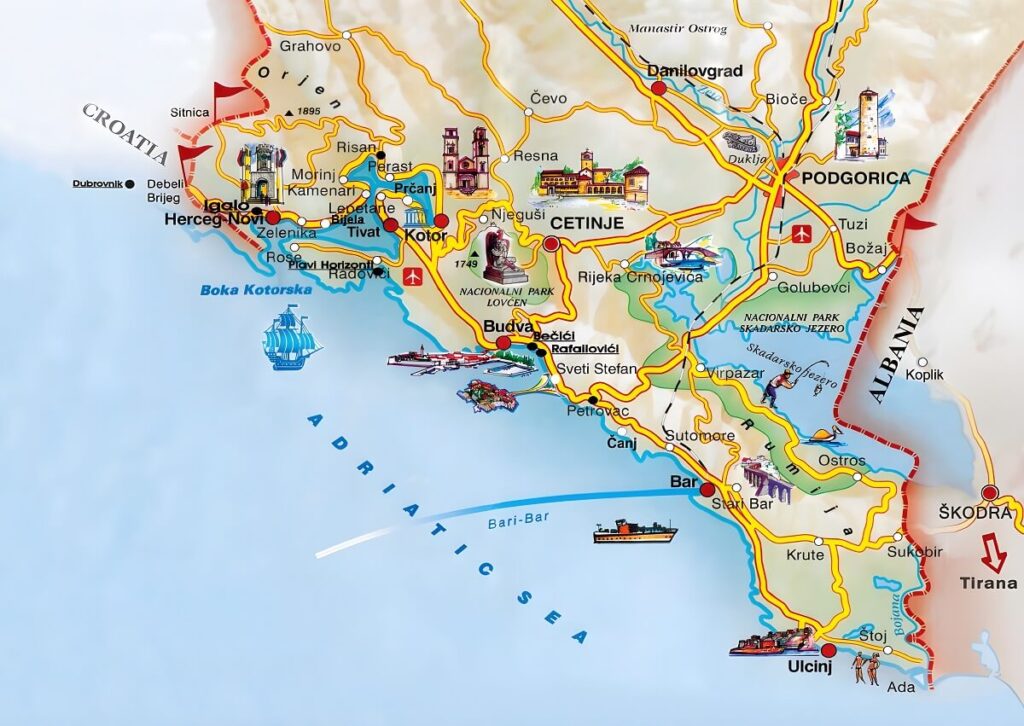 Mapa Czarnogóry