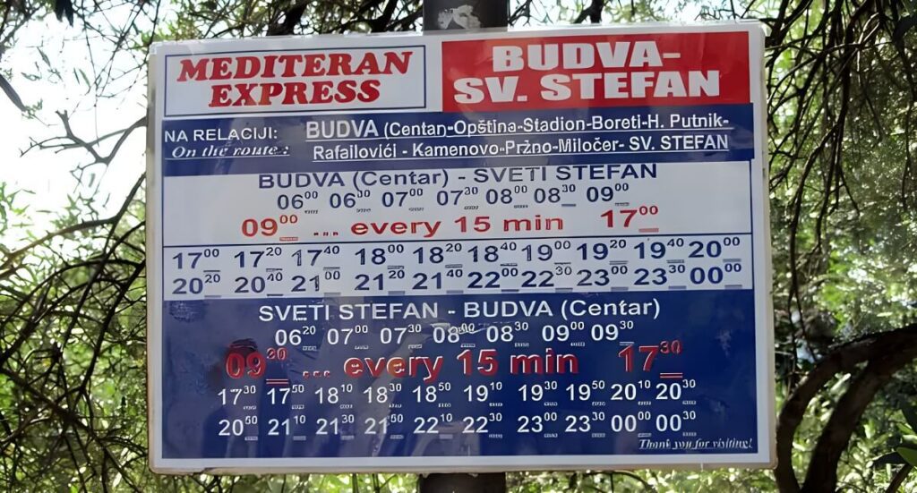 Autobusy do Sveti Stefan