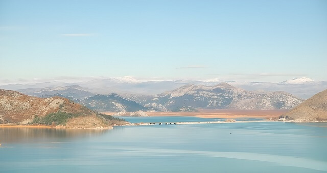 Widok Jezioro Szkoderskie z zamku nad Virpazar, Czarnogóra